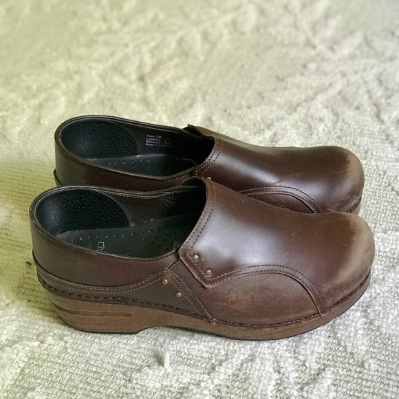 Dansko Brown Leather Clogs - Picture 1 of 6